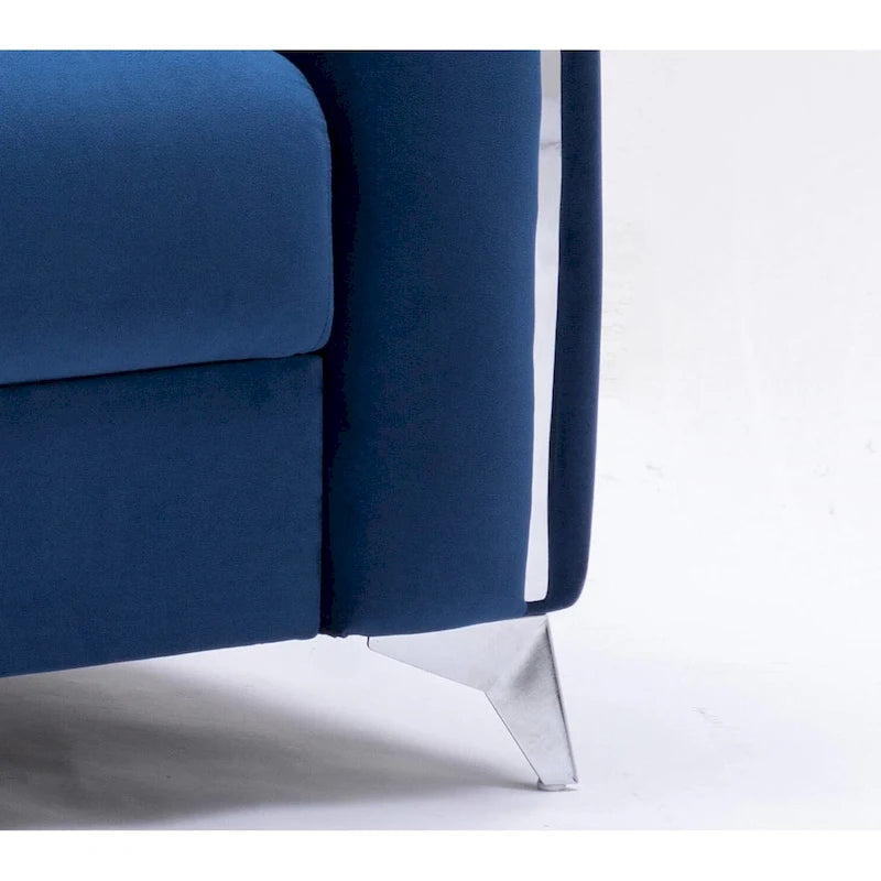 Blue Velvet Accent Chair with Chrome Legs – Contemporary Living Room Chair, 38 Inch, 220 lb Capacity