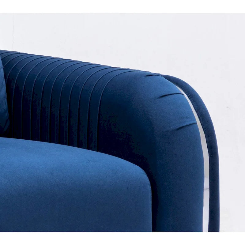 Blue Velvet Accent Chair with Chrome Legs – Contemporary Living Room Chair, 38 Inch, 220 lb Capacity