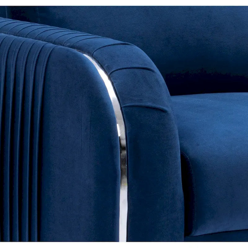 Blue Velvet Accent Chair with Chrome Legs – Contemporary Living Room Chair, 38 Inch, 220 lb Capacity