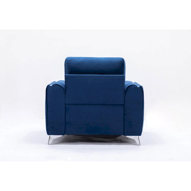 Blue Velvet Accent Chair with Chrome Legs – Contemporary Living Room Chair, 38 Inch, 220 lb Capacity