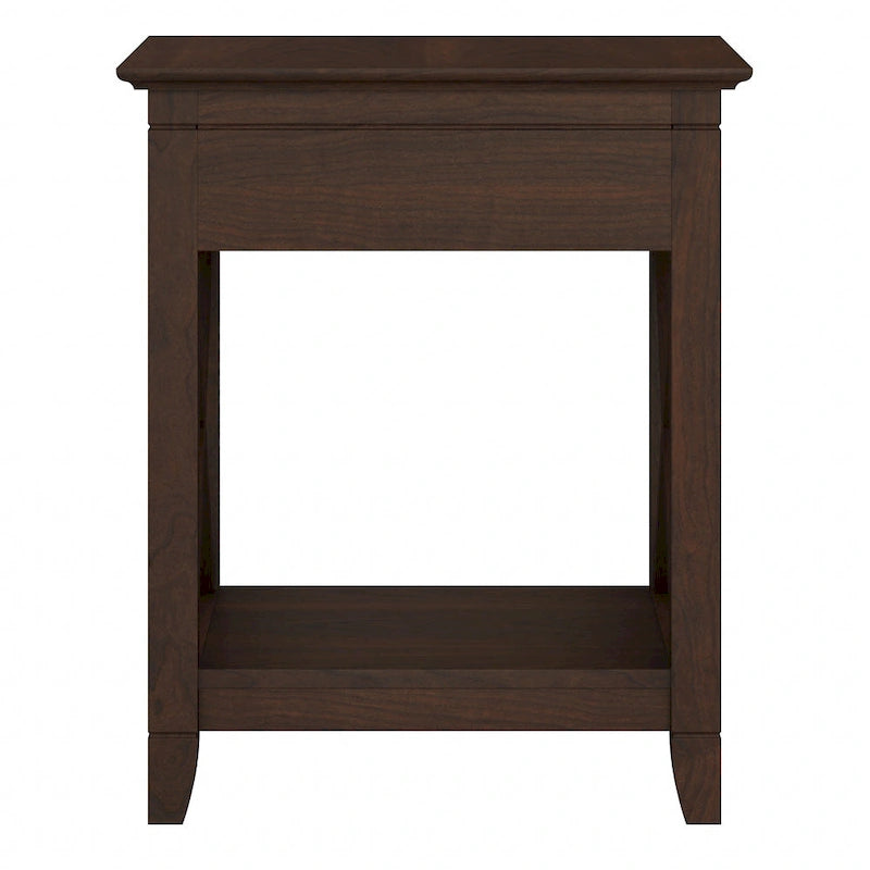 Coastal Nightstand with Drawer & Open Shelf – X-Pattern Accents, Dark Gray, Bedroom Side Table