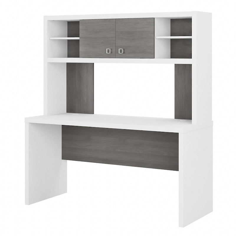 Modern Writing Desk with 2 Drawers & Metal Frame – Home Office Desk, Grey Wood Finish