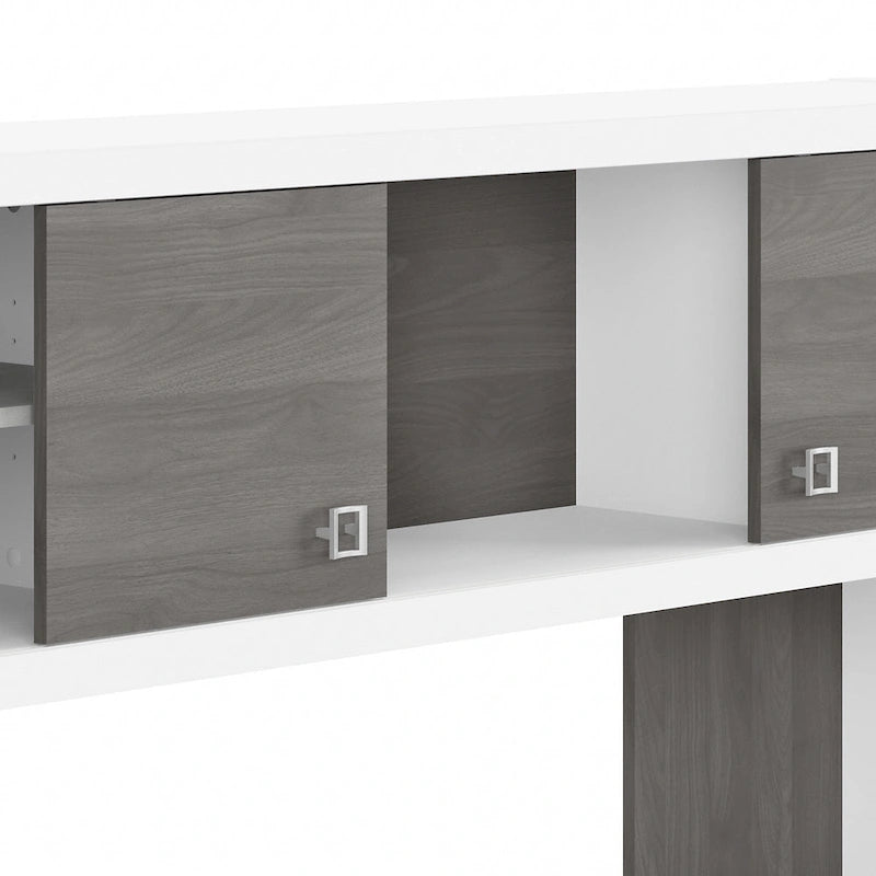 Modern Writing Desk with 2 Drawers & Metal Frame – Home Office Desk, Grey Wood Finish