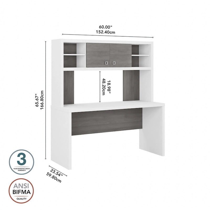 Modern Writing Desk with 2 Drawers & Metal Frame – Home Office Desk, Grey Wood Finish
