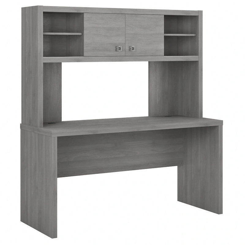 Modern Writing Desk with 2 Drawers & Metal Frame – Home Office Desk, Grey Wood Finish