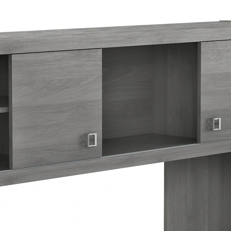 Modern Writing Desk with 2 Drawers & Metal Frame – Home Office Desk, Grey Wood Finish