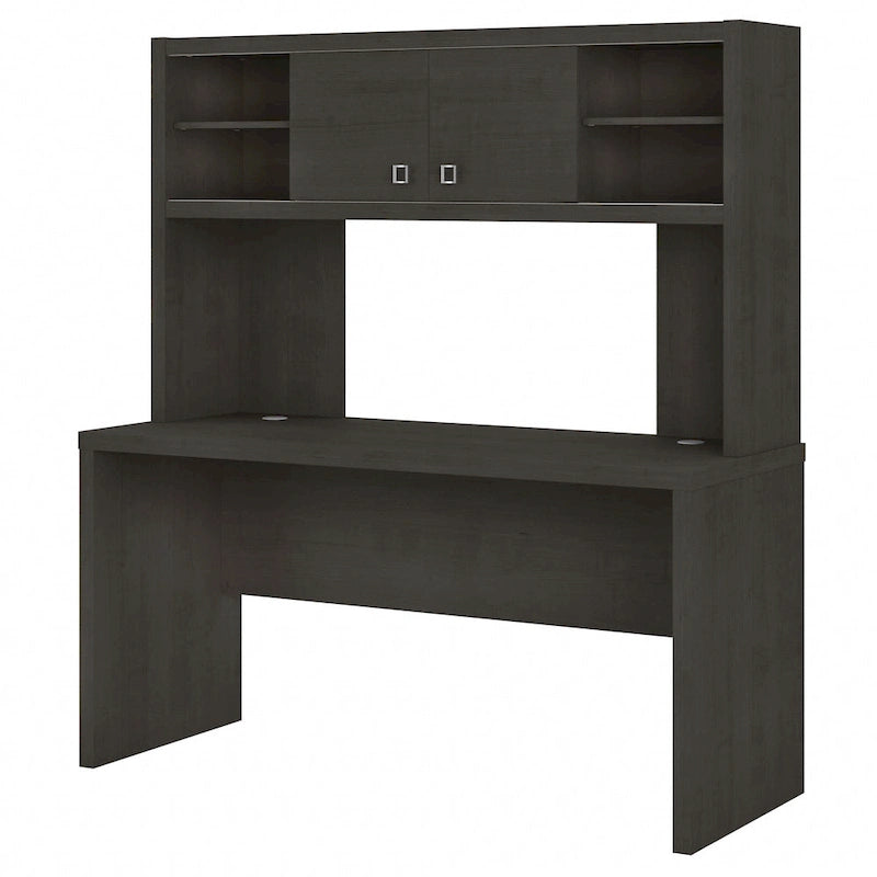 Modern Writing Desk with 2 Drawers & Metal Frame – Home Office Desk, Grey Wood Finish