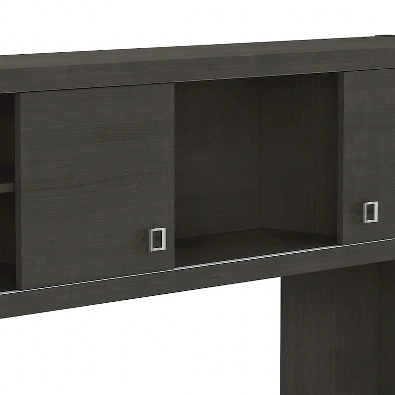 Modern Writing Desk with 2 Drawers & Metal Frame – Home Office Desk, Grey Wood Finish