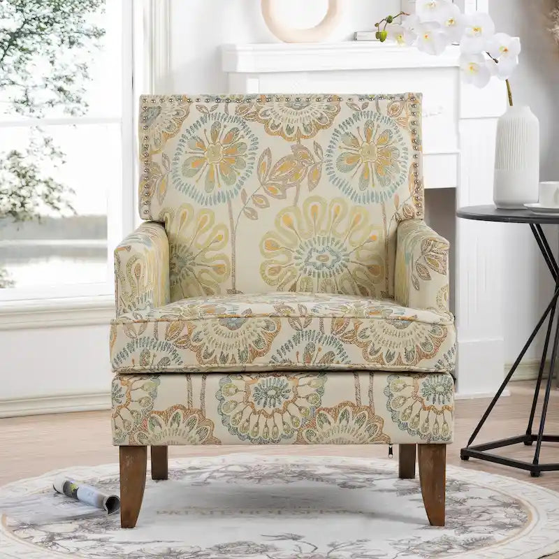 Modern Accent Chair with Birch Wood Legs – Fabric Upholstery, 220 lb Capacity, 28.9"W x 35.4"H
