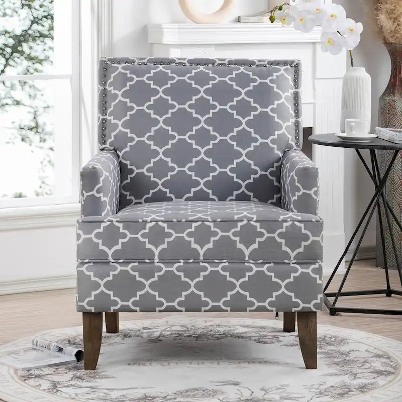 Modern Accent Chair with Birch Wood Legs – Fabric Upholstery, 220 lb Capacity, 28.9"W x 35.4"H