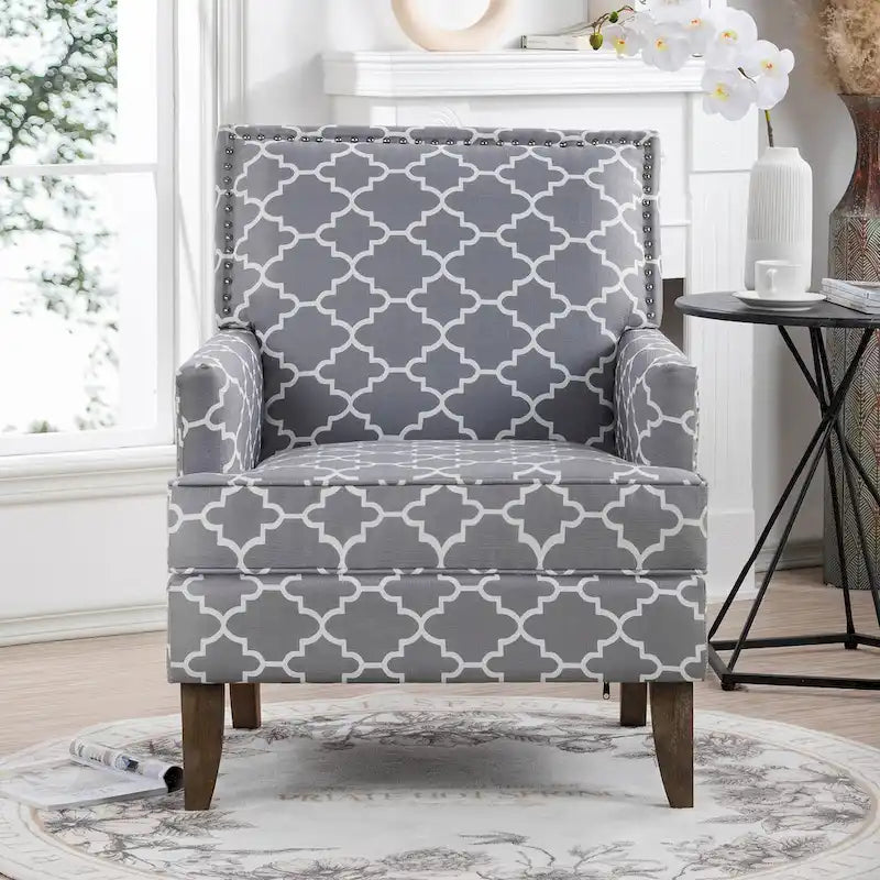 Modern Accent Chair with Birch Wood Legs – Fabric Upholstery, 220 lb Capacity, 28.9"W x 35.4"H