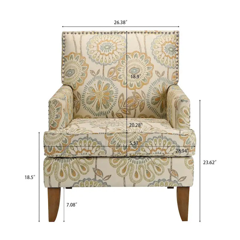 Modern Accent Chair with Birch Wood Legs – Fabric Upholstery, 220 lb Capacity, 28.9"W x 35.4"H