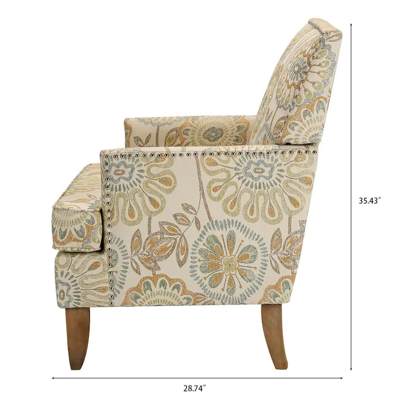 Modern Accent Chair with Birch Wood Legs – Fabric Upholstery, 220 lb Capacity, 28.9"W x 35.4"H