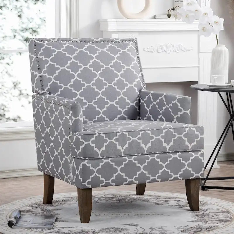 Modern Accent Chair with Birch Wood Legs – Fabric Upholstery, 220 lb Capacity, 28.9"W x 35.4"H