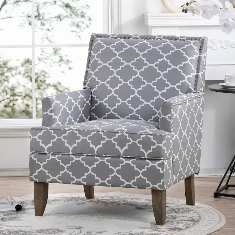 Modern Accent Chair with Birch Wood Legs – Fabric Upholstery, 220 lb Capacity, 28.9"W x 35.4"H