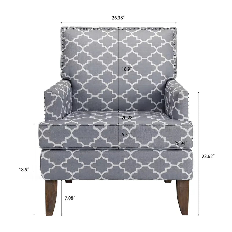 Modern Accent Chair with Birch Wood Legs – Fabric Upholstery, 220 lb Capacity, 28.9"W x 35.4"H