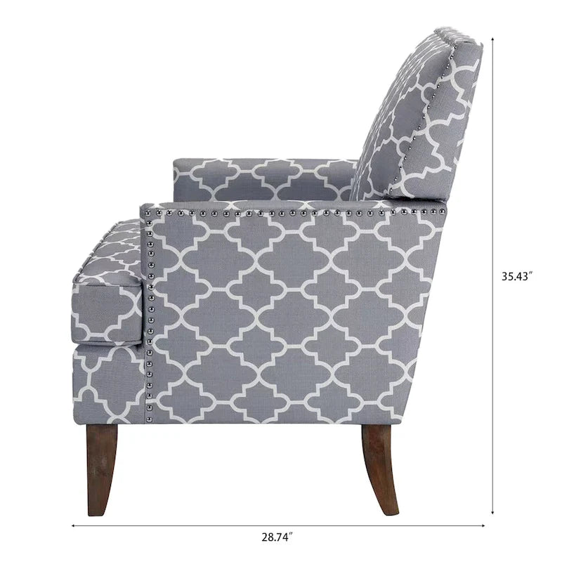 Modern Accent Chair with Birch Wood Legs – Fabric Upholstery, 220 lb Capacity, 28.9"W x 35.4"H