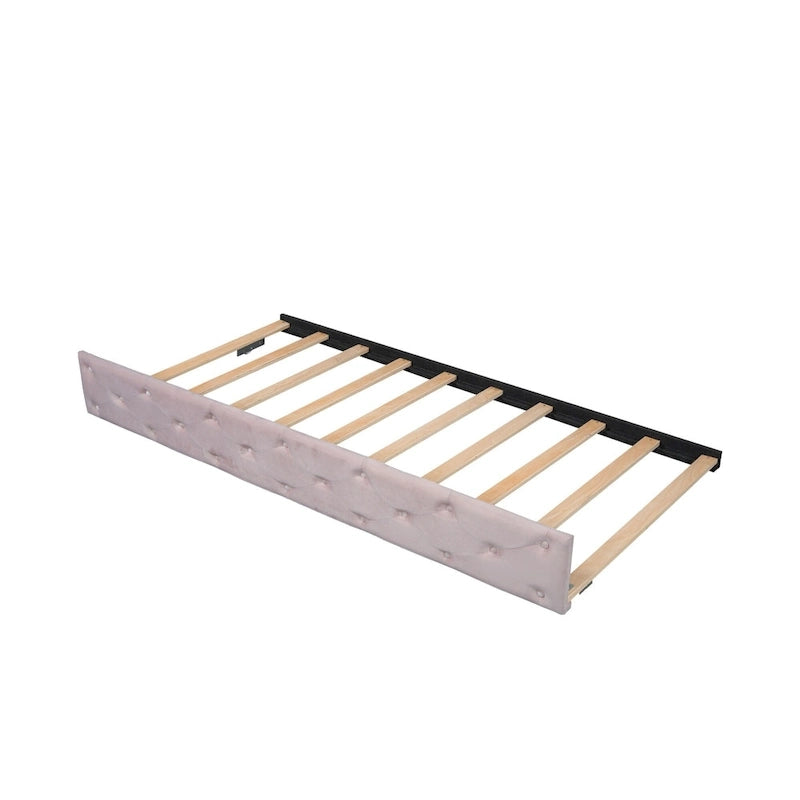 Twin Velvet Tufted Daybed with Trundle & Side Storage – Converts to 2 Twin Beds, 400 lb Capacity