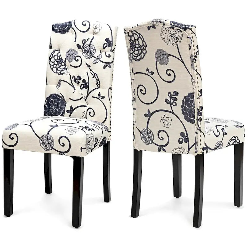 Tufted Dining Chairs Set of 4 – Linen Fabric, Rubber Wood Legs, 330 lb Capacity, 18"W x 40.5"H