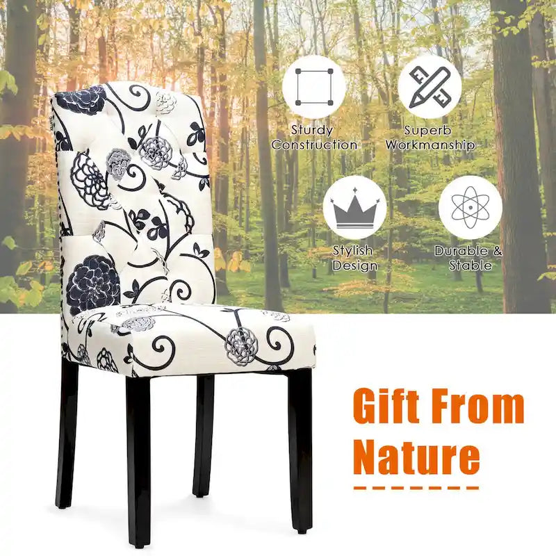 Tufted Dining Chairs Set of 4 – Linen Fabric, Rubber Wood Legs, 330 lb Capacity, 18"W x 40.5"H