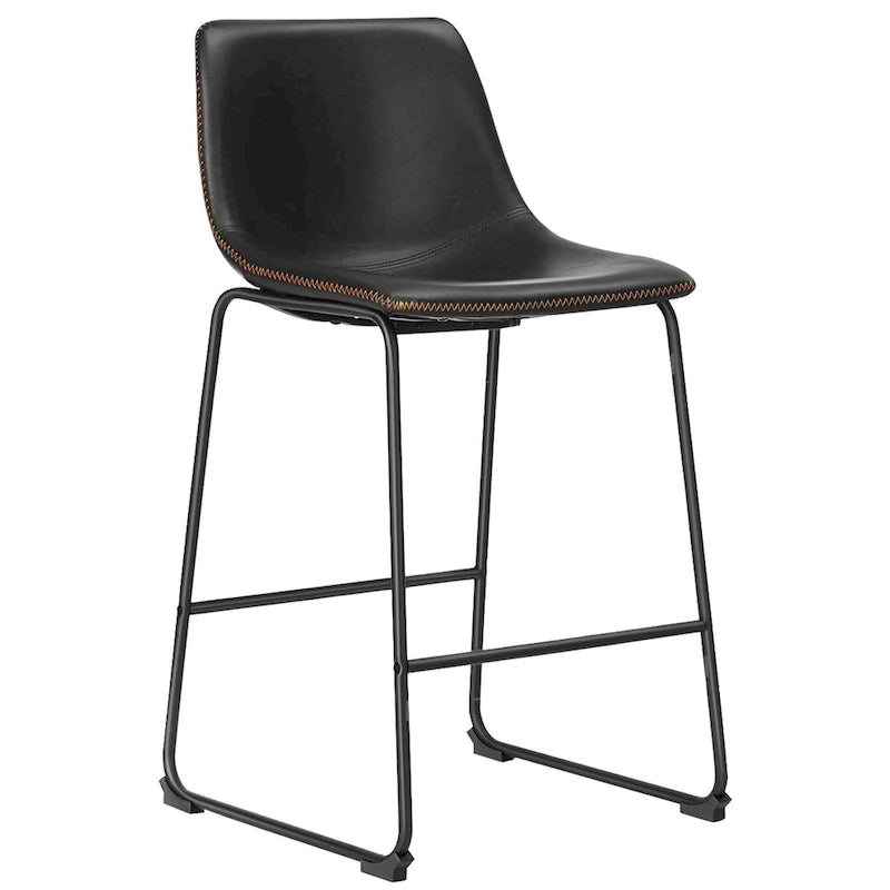 Faux Leather Counter Height Bar Stools Set of 2 – 26" or 29" Seat Height, Metal Frame, 330 lb Capacity