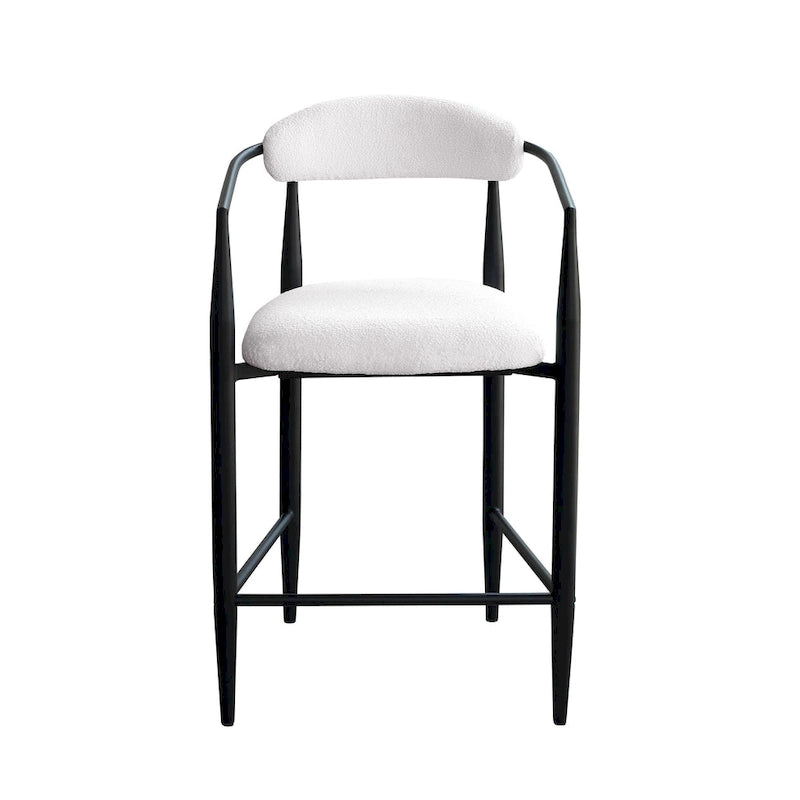 Counter Height Bar Stool with Upholstered Back, Arms & Gold Metal Frame – Black Velvet, Set of 2