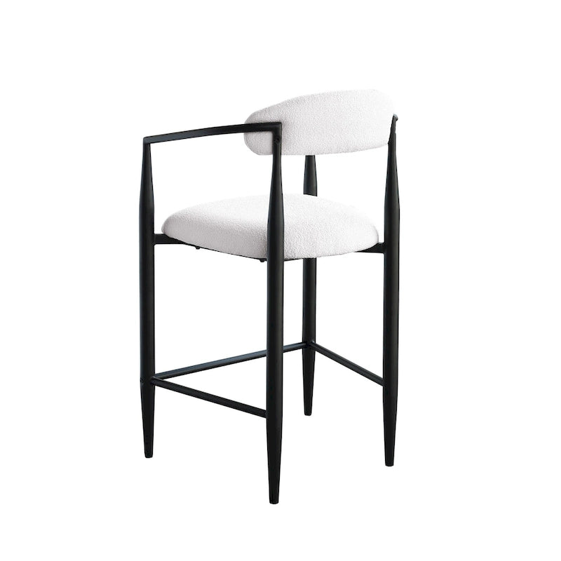 Counter Height Bar Stool with Upholstered Back, Arms & Gold Metal Frame – Black Velvet, Set of 2