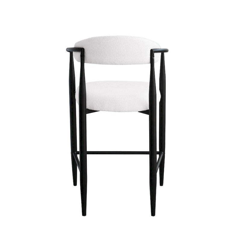 Counter Height Bar Stool with Upholstered Back, Arms & Gold Metal Frame – Black Velvet, Set of 2