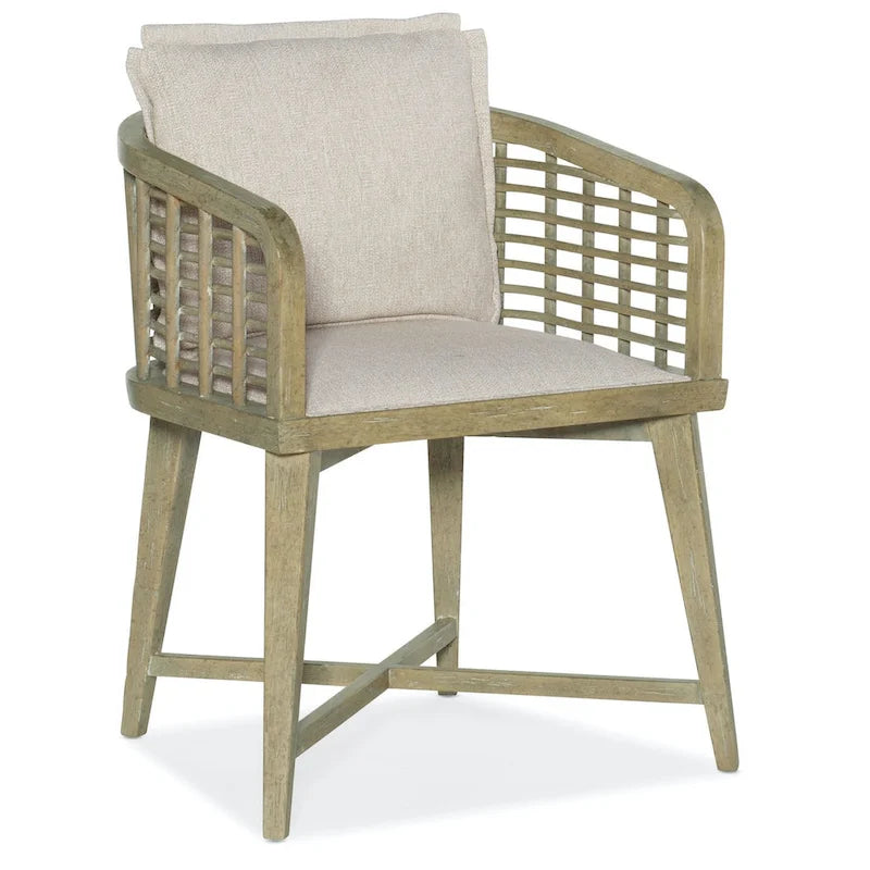Coastal Lattice Cane Barrel Accent Chair – 26" Wide, Casual Living Room Chair