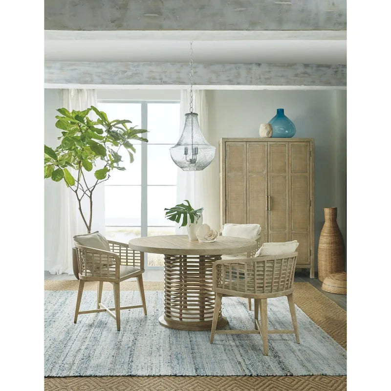 Coastal Lattice Cane Barrel Accent Chair – 26" Wide, Casual Living Room Chair