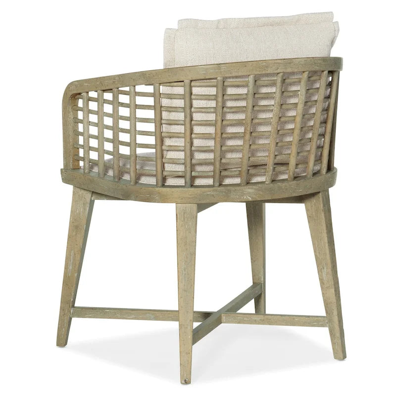Coastal Lattice Cane Barrel Accent Chair – 26" Wide, Casual Living Room Chair