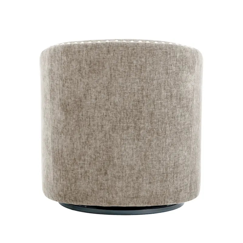 Swivel Barrel Accent Chair with Nailhead Trim – Upholstered Fabric, Multiple Colors