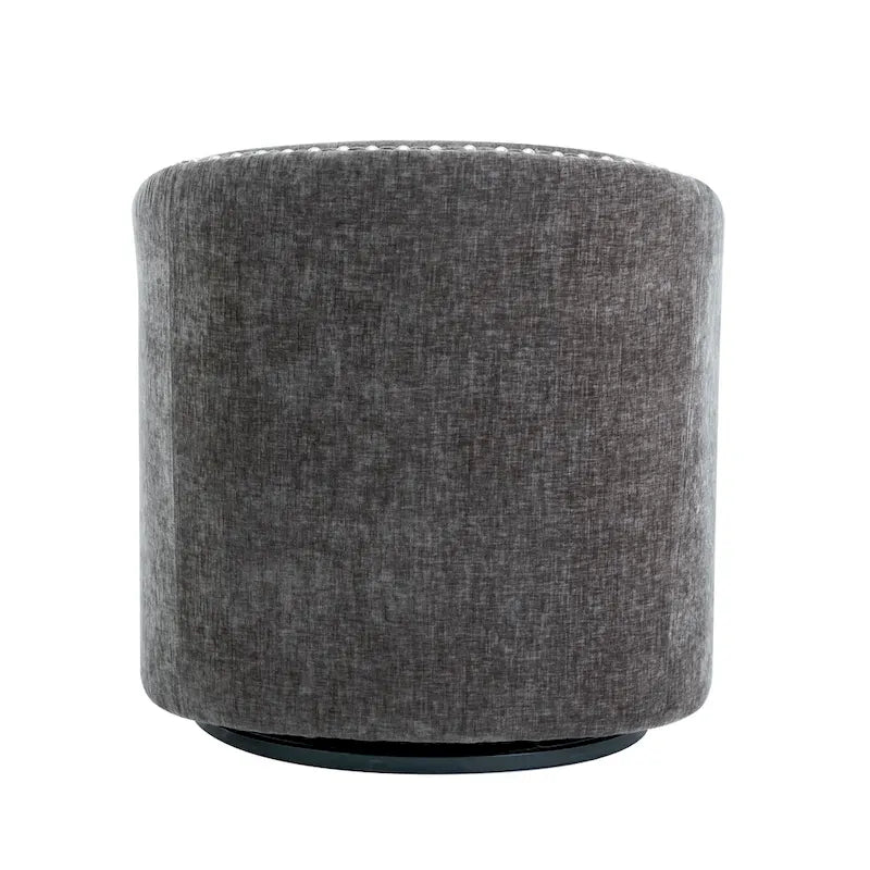 Swivel Barrel Accent Chair with Nailhead Trim – Upholstered Fabric, Multiple Colors