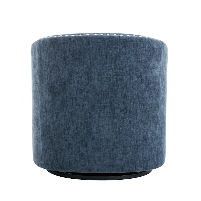 Swivel Barrel Accent Chair with Nailhead Trim – Upholstered Fabric, Multiple Colors