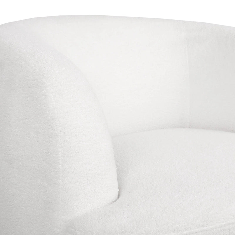 Round Boucle Upholstered Swivel Club Chair – Cream Textured Fabric, Contemporary Living Room Chair