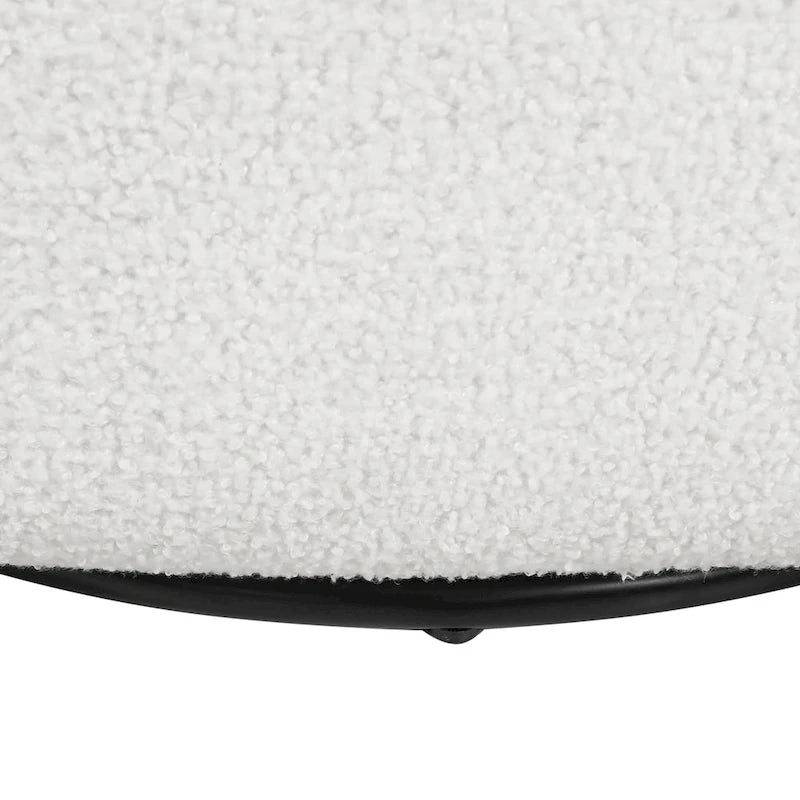 Round Boucle Upholstered Swivel Club Chair – Cream Textured Fabric, Contemporary Living Room Chair