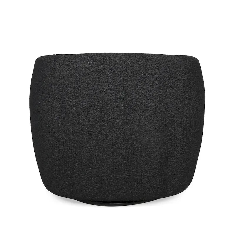 Round Boucle Upholstered Swivel Club Chair – Cream Textured Fabric, Contemporary Living Room Chair