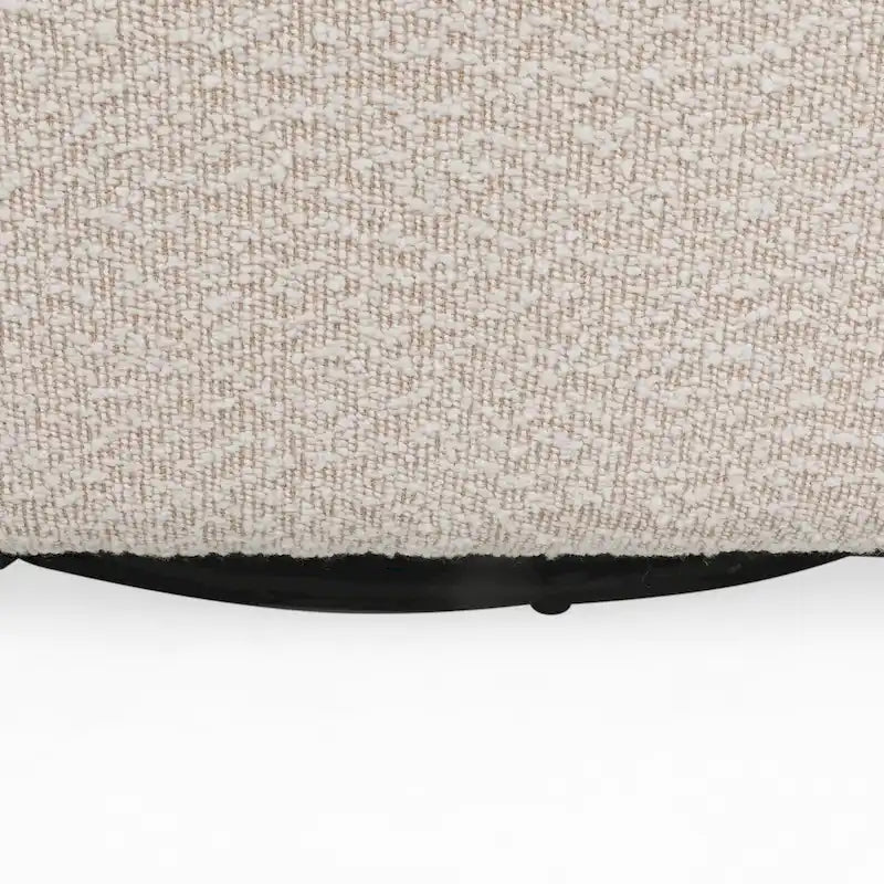 Round Boucle Upholstered Swivel Club Chair – Cream Textured Fabric, Contemporary Living Room Chair