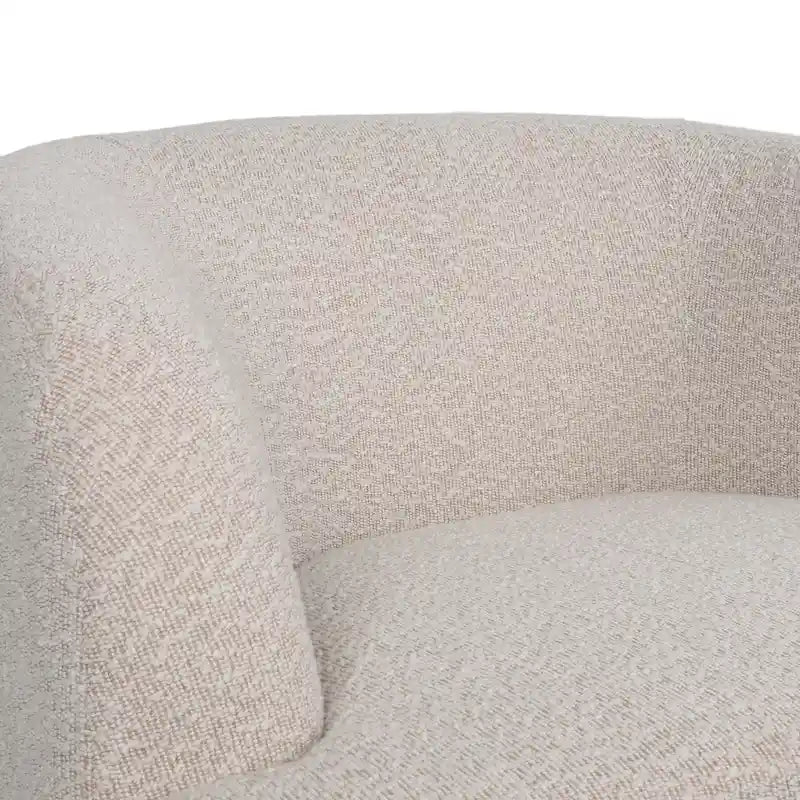 Round Boucle Upholstered Swivel Club Chair – Cream Textured Fabric, Contemporary Living Room Chair