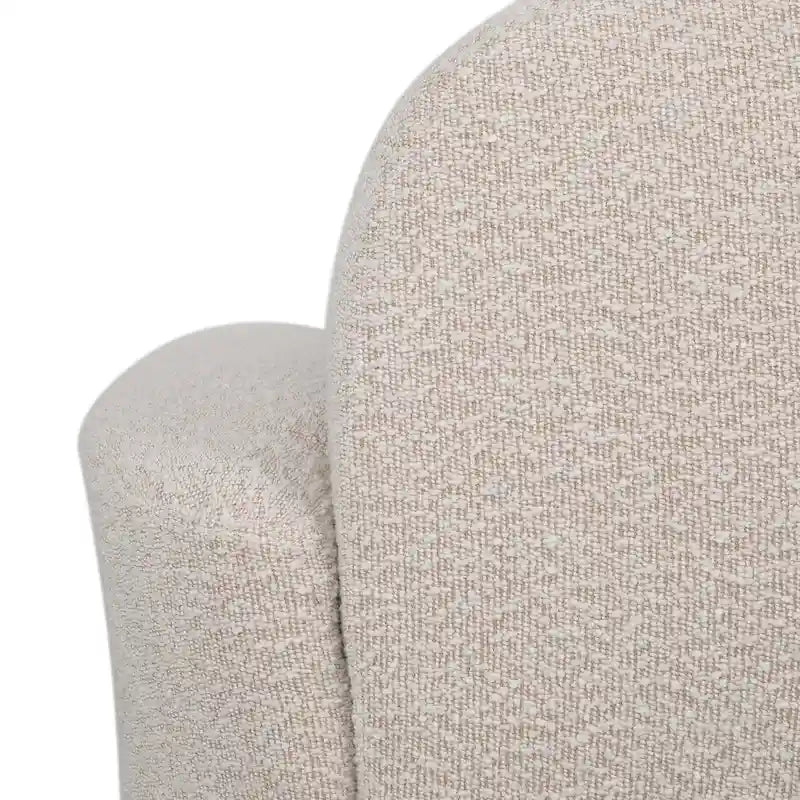 Round Boucle Upholstered Swivel Club Chair – Cream Textured Fabric, Contemporary Living Room Chair