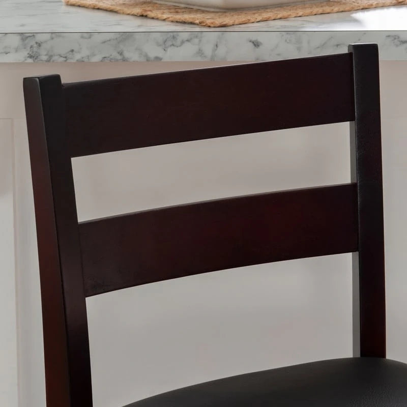 Espresso Wood Counter Stool with Vinyl Padded Seat – 24" Seat Height, 275 lb Capacity