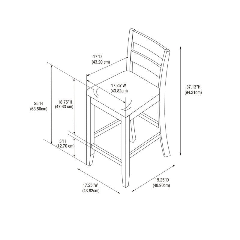 Espresso Wood Counter Stool with Vinyl Padded Seat – 24" Seat Height, 275 lb Capacity