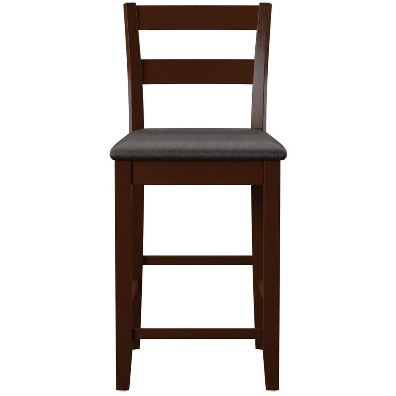 Espresso Wood Counter Stool with Vinyl Padded Seat – 24" Seat Height, 275 lb Capacity