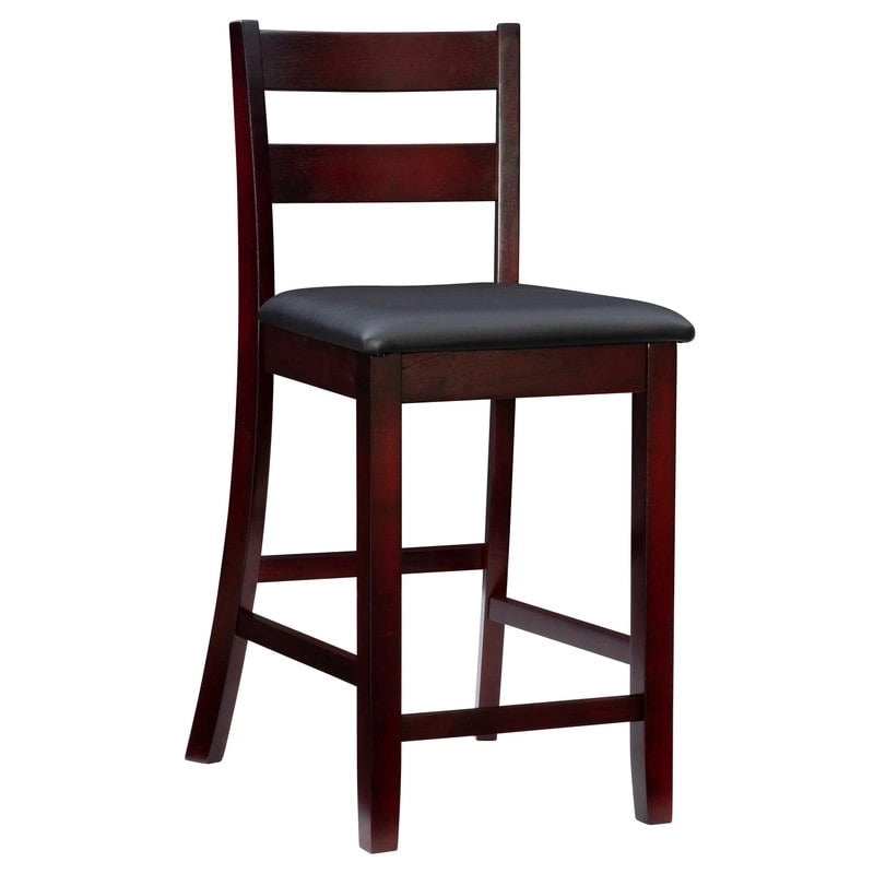 Espresso Wood Counter Stool with Vinyl Padded Seat – 24" Seat Height, 275 lb Capacity