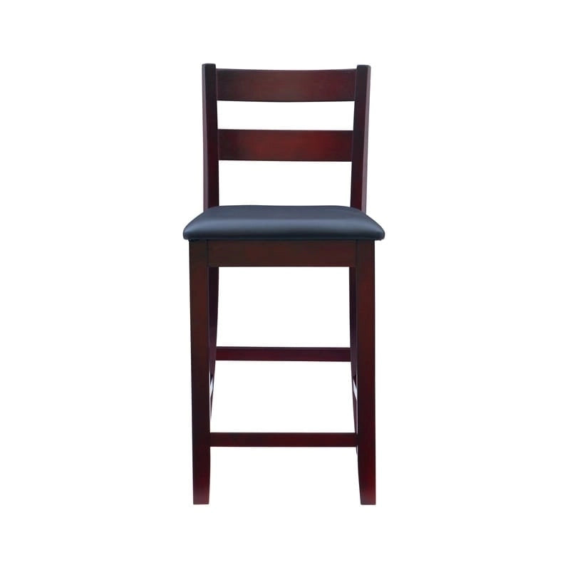 Espresso Wood Counter Stool with Vinyl Padded Seat – 24" Seat Height, 275 lb Capacity