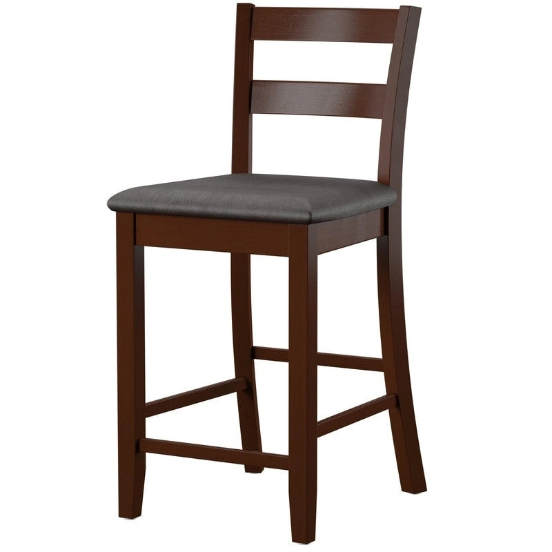 Espresso Wood Counter Stool with Vinyl Padded Seat – 24" Seat Height, 275 lb Capacity