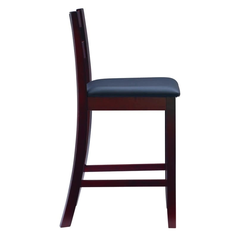 Espresso Wood Counter Stool with Vinyl Padded Seat – 24" Seat Height, 275 lb Capacity