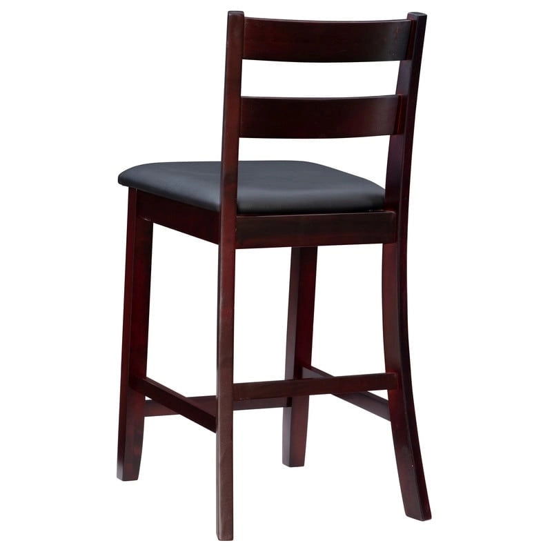Espresso Wood Counter Stool with Vinyl Padded Seat – 24" Seat Height, 275 lb Capacity