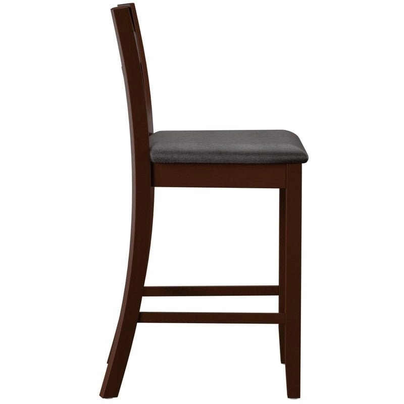 Espresso Wood Counter Stool with Vinyl Padded Seat – 24" Seat Height, 275 lb Capacity
