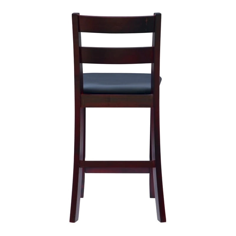 Espresso Wood Counter Stool with Vinyl Padded Seat – 24" Seat Height, 275 lb Capacity